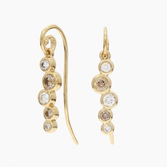 Serelle champagne and white diamond drop shepherd hook earrings