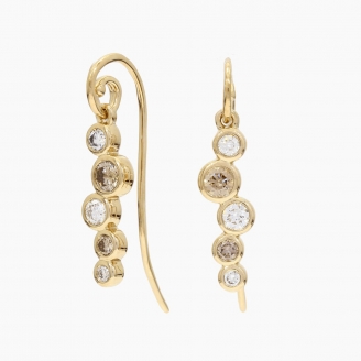 Serelle champagne and white diamond drop shepherd hook earrings