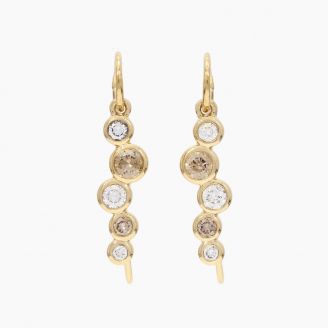 Serelle champagne and white diamond drop shepherd hook earrings