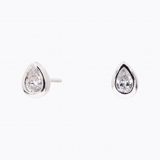 Elixer pear-cut white diamond stud earrings