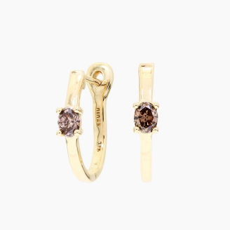 Figure oval-cut champagne diamond huggie earrings