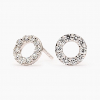 Flight white diamond circle stud earrings