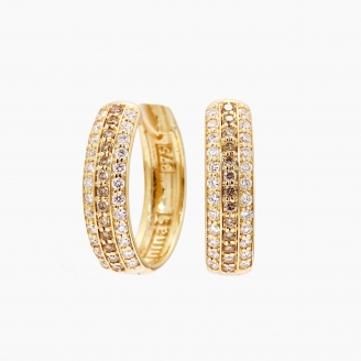 Ombre champagne and white diamond huggie earrings