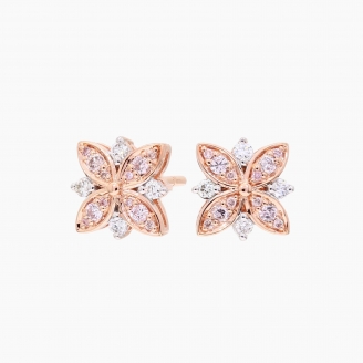 Meadow Argyle light pink champagne and white diamond flower stud earrings