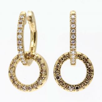 Echo white and champagne diamond circle huggie earrings