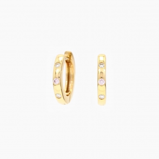 Marley Argyle pink and white diamond huggie earrings
