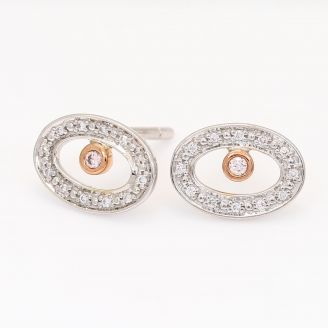 Vita Argyle light pink champagne and white diamond oval stud earrings