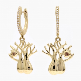 Twin champagne and white diamond boab huggie earrings
