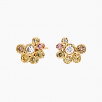 Orbit rainbow diamond stud earrings