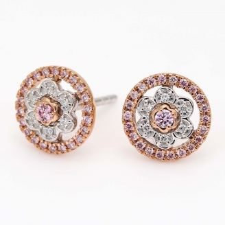 Julietta Argyle pink and white diamond stud earrings