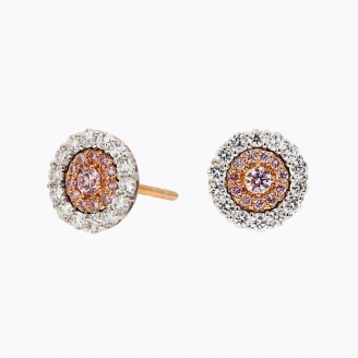 Cherish Argyle pink and white diamond cluster earrings