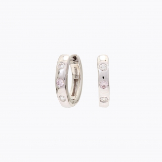 Marley Argyle pink and white diamond huggie earrings