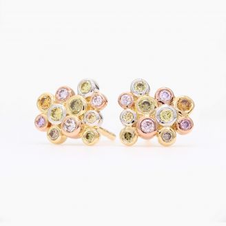 Confetti rainbow diamond stud earrings