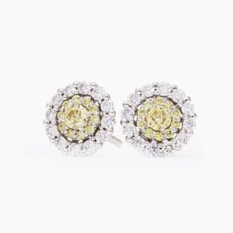Haze yellow and white diamond stud earrings