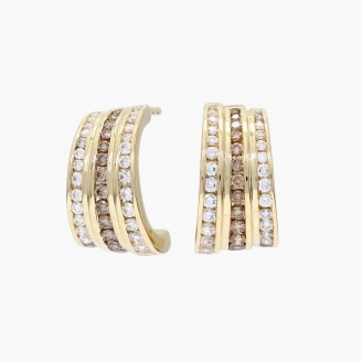 Chrysler champagne and white diamond huggie earrings