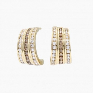 Chrysler champagne and white diamond huggie earrings