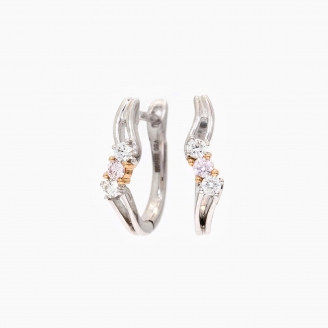 Tiana Argyle pink and white diamond huggie earrings