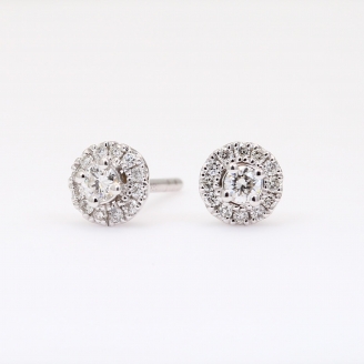 Rouge white diamond halo stud earrings