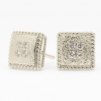 Tenille white diamond square stud earrings