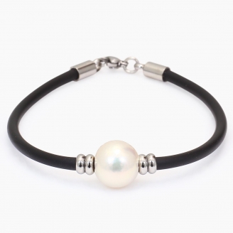 Kai white freshwater pearl neoprene bracelet