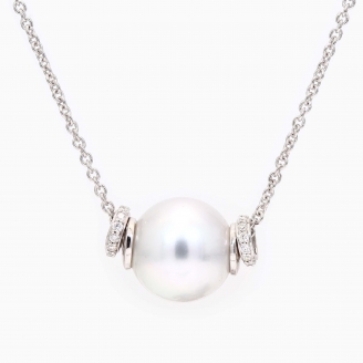 Carrie white South Sea pearl and white diamond necklace