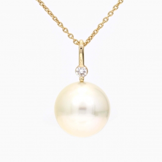 Caspian white South Sea pearl and white diamond drop necklace