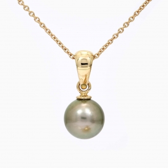 Coralia black Tahitian pearl drop necklace