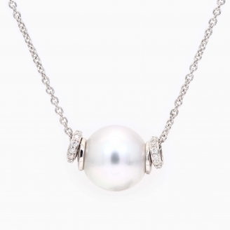 Carrie white South Sea pearl and white diamond necklace