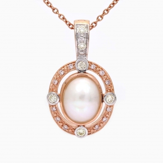 Lustre South Sea Mabe pearl and Argyle pink and white diamond pendant