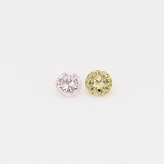 0.17 Total carat pair of round cut FPP Argyle pink and fancy green diamonds
