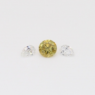 0.23 Total carat trio of pear and round-cut green and white diamonds