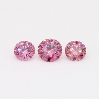 0.59 Total carat trio of round-cut GIA certified 2PR Argyle certified pink diamonds
