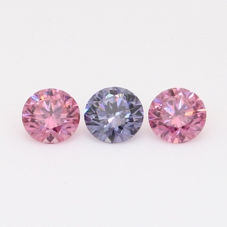 0.90 Total carat trio of round-cut GIA certified 3PP pink and BL3 Argyle certified diamonds