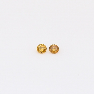0.04 Total carat pair of round-cut fancy deep orange diamond