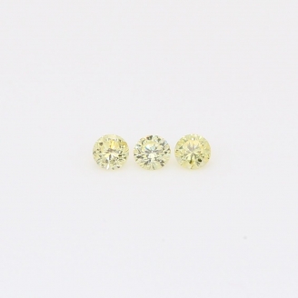 0.105 Total carat trio of round-cut fancy yellow diamonds