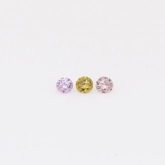 0.06 Total carat trio of round-cut rainbow diamonds