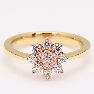 Precious Argyle pink diamond flower cluster halo ring