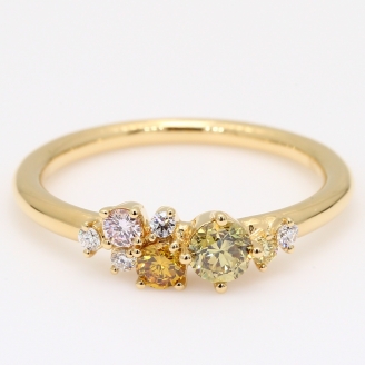 Carousel Argyle blue rainbow diamond cluster ring