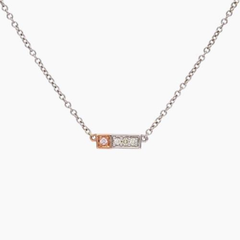 Manila Argyle pink and white diamond bar necklace