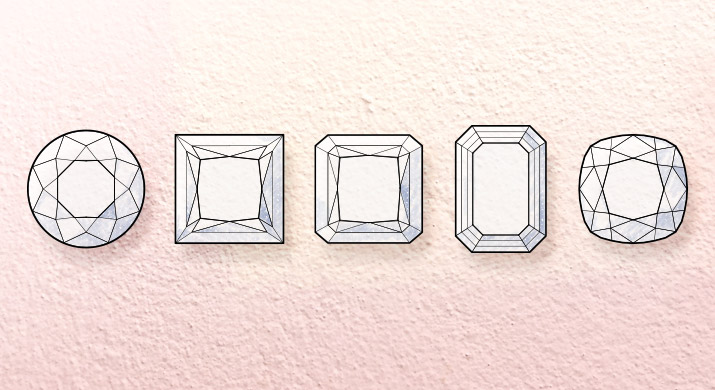 Top 5 diamond cuts: round, princess, radiant, emerald, & cushion