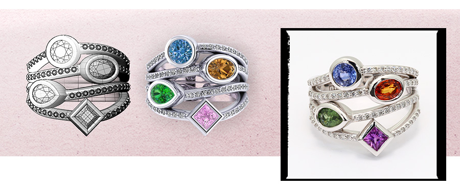 A geometric gemstone and diamond ring by Bronagh Wall | Nina's Jewellery