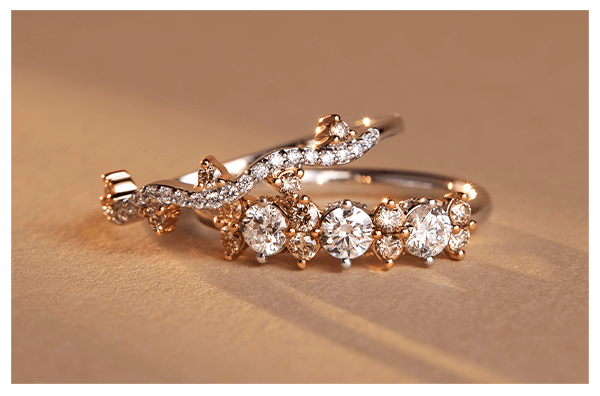 Argyle pink champagne diamond rings