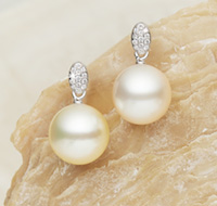 Moana white South Sea pearl and white diamond drop-stud earrings