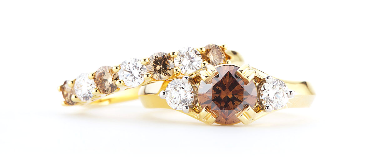 Champagne diamond engagement ring set | Nina's Jewellery