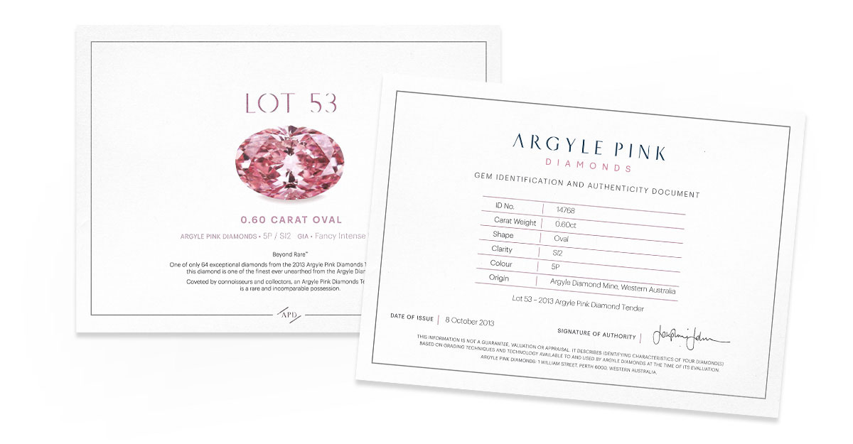 Argyle Pink Diamond certificate | Nina's diamond guide